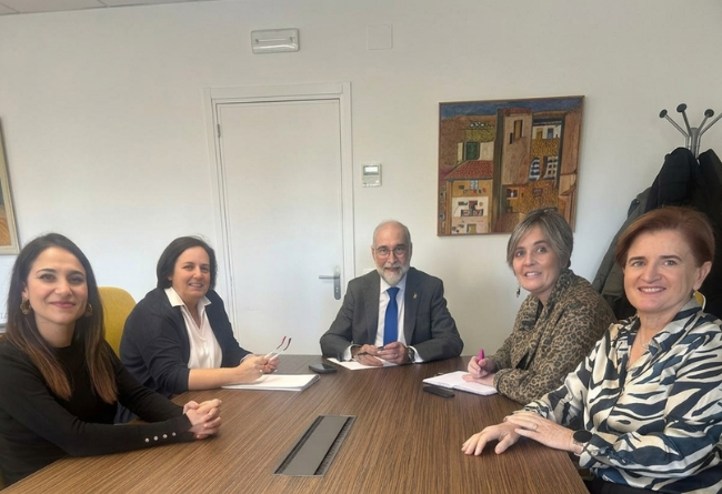 Reunión del Colegio con el consejero de Salud. De izquierda a derecha, Elena Martín, Mª Pilar Sola, Fernando Domínguez, Ana Ariztegui y Ana Mariñelarena.